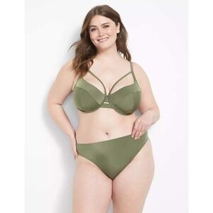Swim by Cacique Olive Green Strappy Balconette Bikini Set Repreve NWT